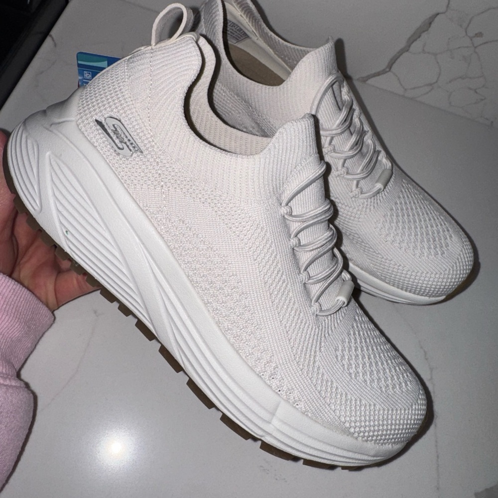 2 pairs of Skechers Women's Cream Knit Sneakers